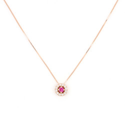 18 carati Oro rosa - Collana con pendente - 0.08 ct Rubino - Diamanti