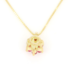 18 carati Oro giallo - Collana con pendente - 0.01 ct Diamante - Rubellite