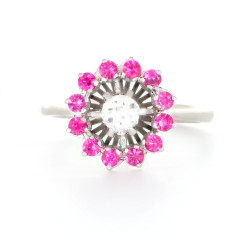 18 carati Oro bianco - Anello - 0.30 ct Diamante - Rubellite