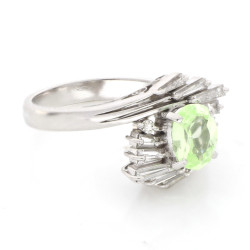 900 Platino - Anello - 1.05 ct Peridoto - Diamanti